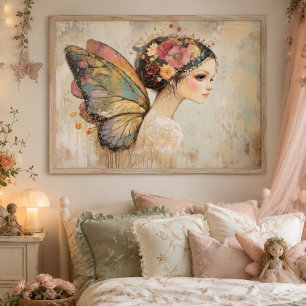 Hübsch Boho Butterfly Fairy Pastell Wasserfarbene Poster