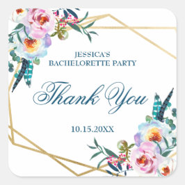 Hübsch Boho Floral Junggeselinnen-Abschied Quadratischer Aufkleber