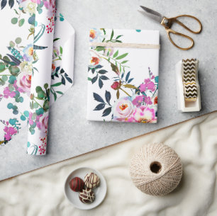 Hübsch Boho Floral Pink Lavender Wedding Geschenk Geschenkpapier