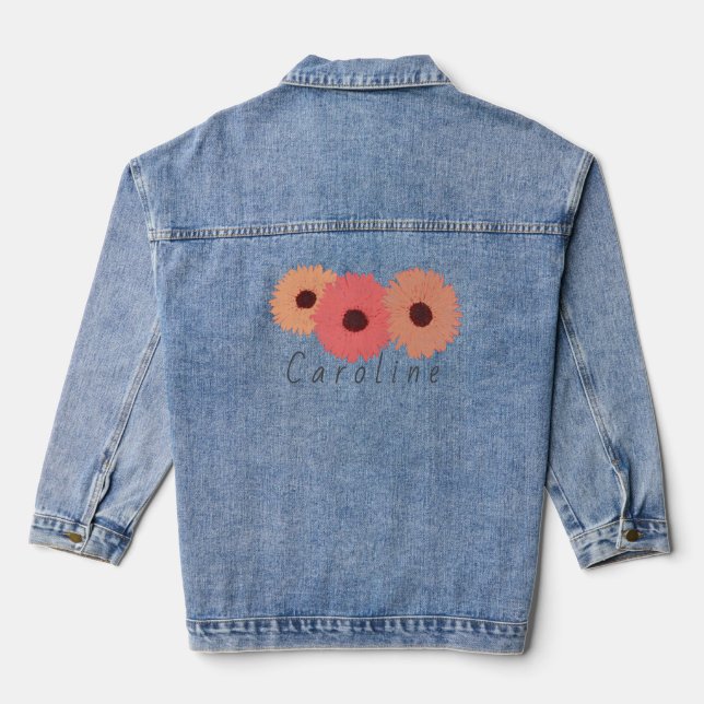 Hübsch Boho Gerbera Spring Flowers+Individuelle Na Jeansjacke (Rückseite)