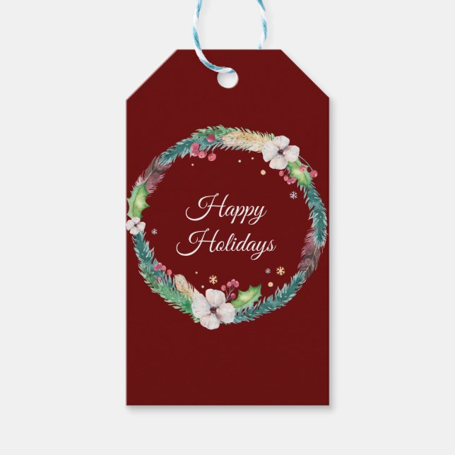 Hübsch Boho Holiday Wreath Geschenkanhänger (Vorderseite)
