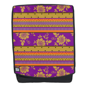 Hübsch Boho Lila Mustard Gelb Blumenmuster Rucksack