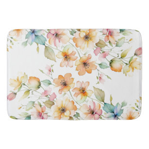 Hübsch Boho Orange Pink Aquarell Wildblumen Badematte