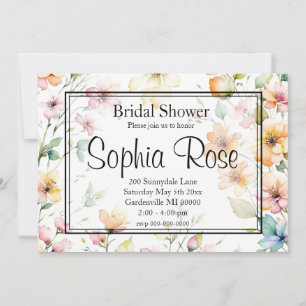 Hübsch Boho Orange Pink Aquarell Wildblumen Einladung