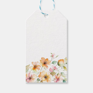 Hübsch Boho Orange Pink Aquarell Wildblumen Geschenkanhänger