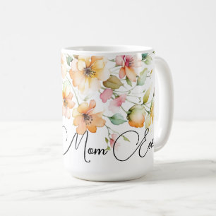 Hübsch Boho Orange Pink Aquarell Wildblumen Mama Kaffeetasse