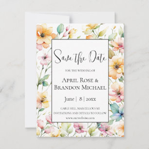 Hübsch Boho Orange Pink Aquarell Wildblumen Save The Date