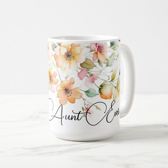 Hübsch Boho Orange Pink Wildblume Tante Kaffeetasse (VorderseiteRechts)