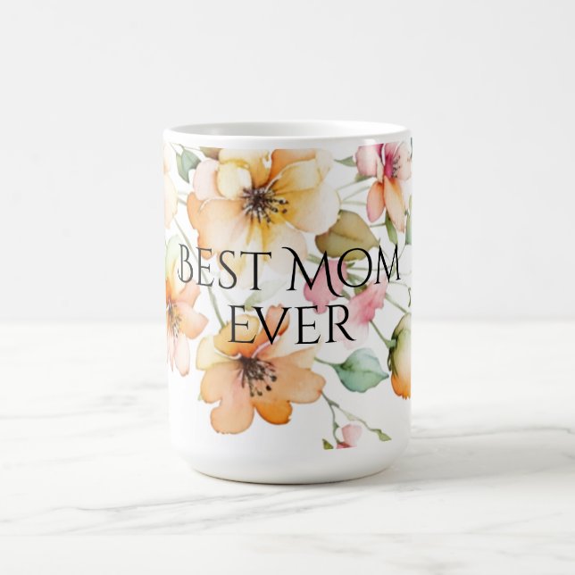 Hübsch Boho Orange Pink Wildblumen Mama Kaffeetasse (Mittel)