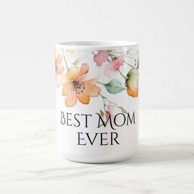 Hübsch Boho Orange Pink Wildblumen Mama Kaffeetasse (Mittel)