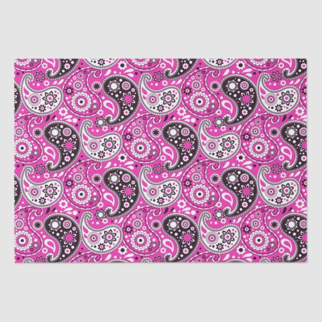 Hübsch Boho Pink Paisley-Muster Seidenpapier (Vorderseite)