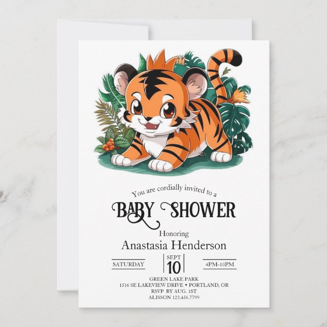 Hübsch Boho Tiger Digital Baby Dusche Einladung (Vorderseite)