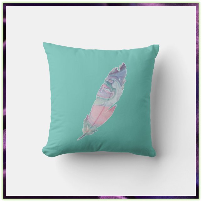 Hübsch Boho Turquoise Feather Kissen (Von Creator hochgeladen)