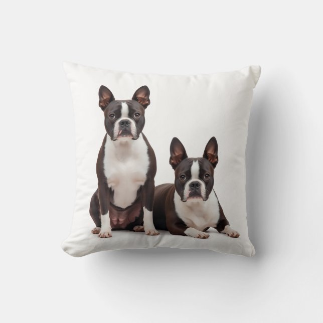 Hübsch Boston Terrier Throw Kissen (Vorderseite)