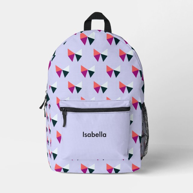 Hübsch Bows Pattern Kinder Personalisiert Lilac Sc Bedruckter Rucksack (Vorderseite)
