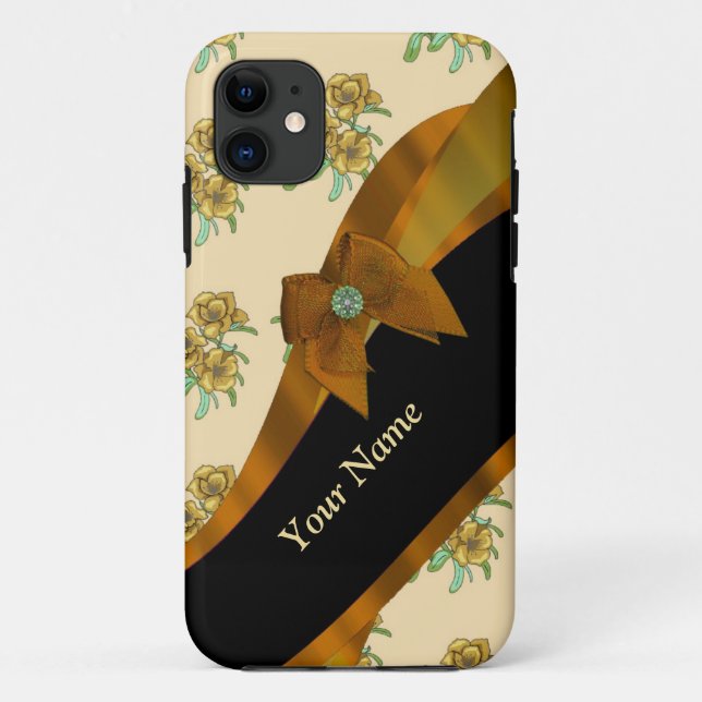 Hübsch-braune Vintage Blume Case-Mate iPhone Hülle (Rückseite)