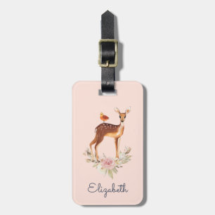 Hübsch Brown Fawn with Bird and Rose Gepäckanhänger