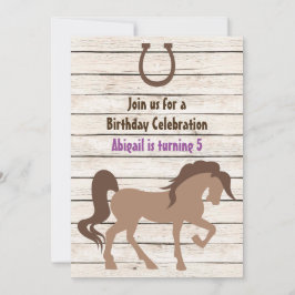 Hübsch Brown Horse and Barn Wood Girl's Birthday Einladung