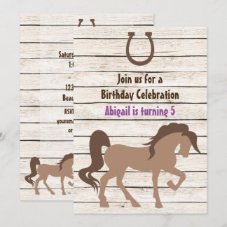 Hübsch Brown Horse and Barn Wood Girl's Birthday Einladung