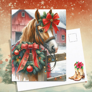Hübsch Brown Horse in Red Bow Weihnachten