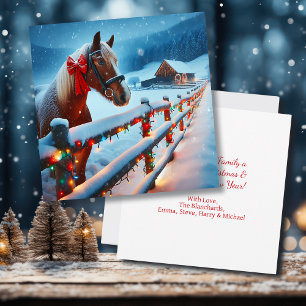 Hübsch Brown Horse mit Bow Weihnachten Personalisi Karte