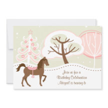 Hübsch Brown Horse Snowy Winter Geburtstagsparty