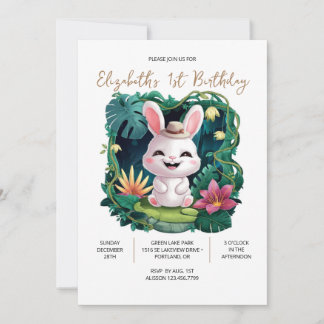 Hübsch Bunny 1. Geburtstag digital Einladung