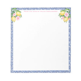 Hübsch Capri Lemons Blue Tiles | vom Schreibtisch Notizblock