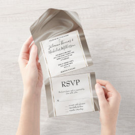 Hübsch Champagne Gold Romantische Imitats Satin We All In One Einladung