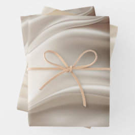 Hübsch Champagne Gold Romantische Imitats Satin We Geschenkpapier Set