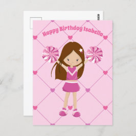 Hübsch Cheerleader Personalisiert Pink Birthday Gi Postkarte