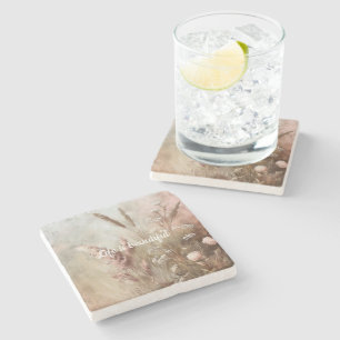 Hübsch Chic Beige Blush Boho Floral Steinuntersetzer