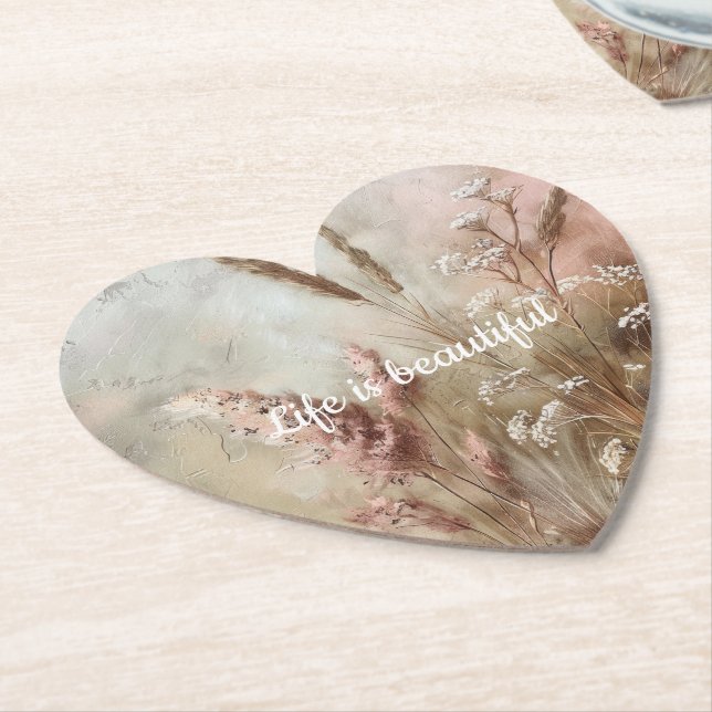 Hübsch Chic Beige Blush Boho Floral Untersetzer (angewinkelt)