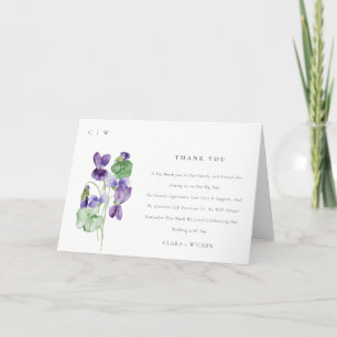 Hübsch Chic Monogram Violet Floral Bunch Hochzeit Dankeskarte