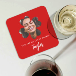 Hübsch Chic Red Lucky in der Liebe Irish Kleeblatt Rechteckiger Pappuntersetzer