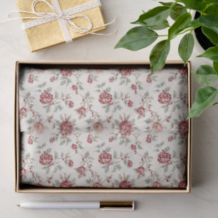 Hübsch Chic Rote Creme Blumen Geburtstag Seidenpapier