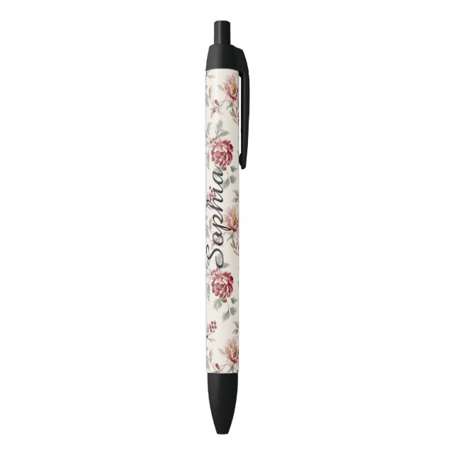 Hübsch Chic Rote Creme Blumen Kugelschreiber (Unterseite (Vertikal))