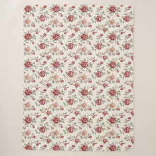 Hübsch Chic Rote Creme Blumen  Sherpadecke