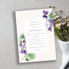 Hübsch-Chic Watercolor Violet Floral Baby Dusche Einladung