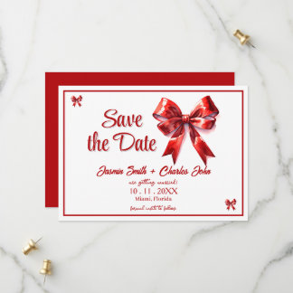 Hübsch Coquette Red Bow Wedding Einladung