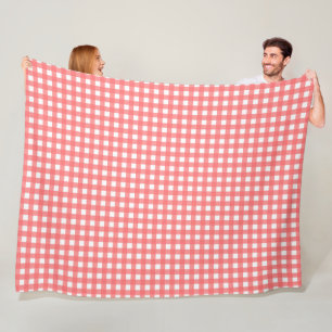 Hübsch Coral Classy Gingham Pattern Fleecedecke
