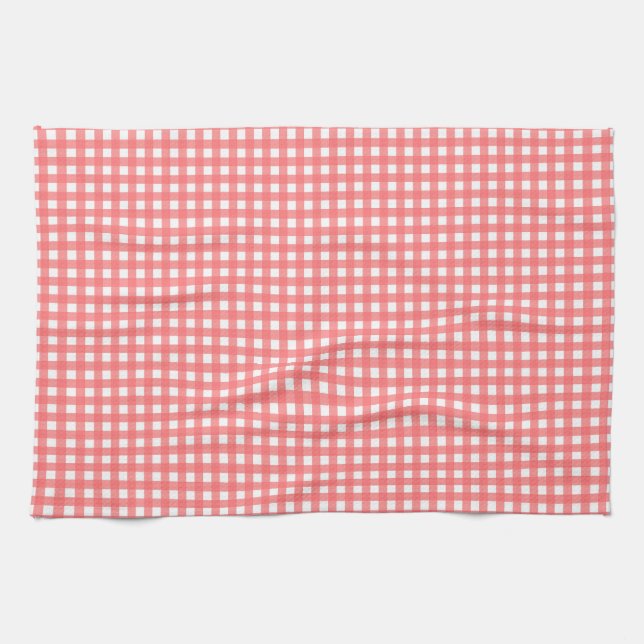 Hübsch Coral Classy Gingham Pattern Geschirrtuch (Horizontal)