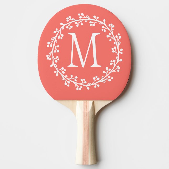 Hübsch Coral Custom Monogram Tischtennis Schläger (Vorderseite)