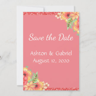 Hübsch Coral Floral Pink Save The Date