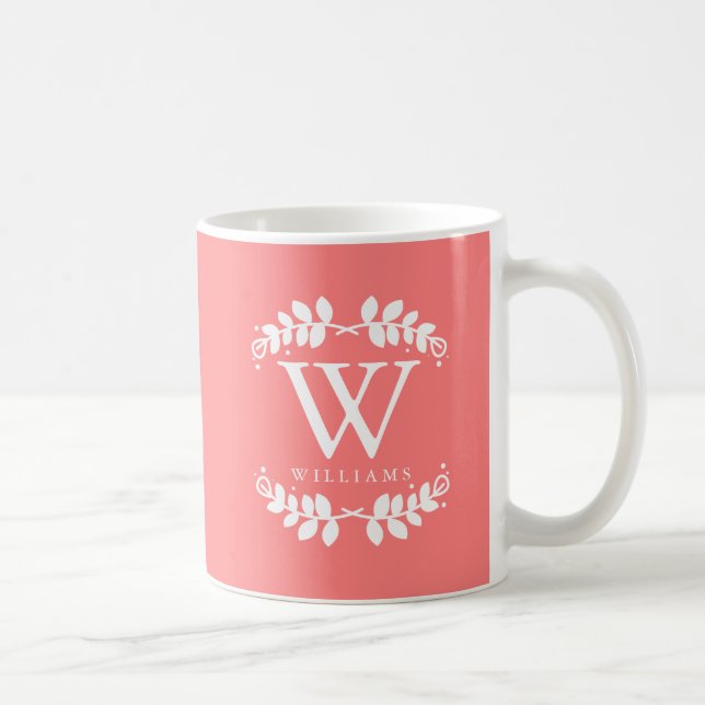 Hübsch Coral Pink Monogram Tasse (Rechts)