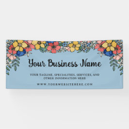 Hübsch Coral Yellow Blue Floral Name Banner