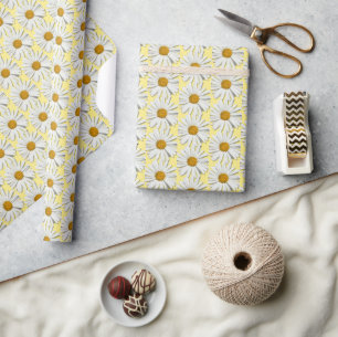 Hübsch Daisy Blume Blossom Blumenmotiv Gelb Geschenkpapier