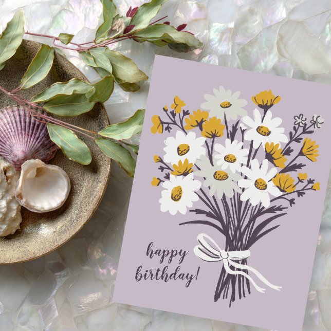 Hübsch Daisy Bouquet CUSTOM Happy Birthday Postkarte (Pretty Daisy Bouquet CUSTOM Happy Birthday Postcard
)