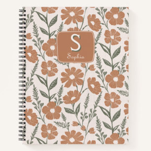 Hübsch Daisy Floral Mit Monogramm Notizbuch