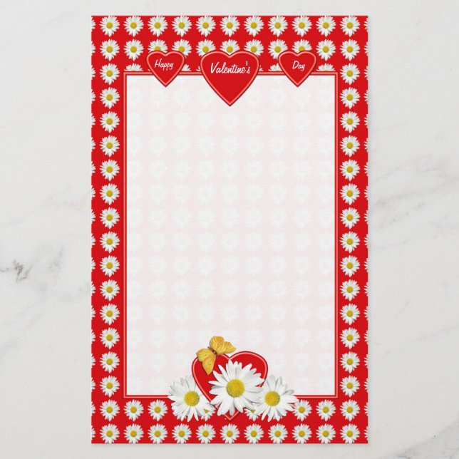 Hübsch Daisy Hearts Stationery Briefpapier (Vorderseite)